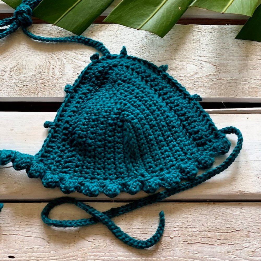 Boho-Chic Organic Cotton Crochet Bikini Top